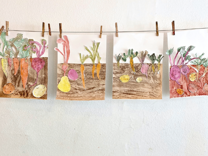 Dessiner des légumes : Au-dessus et au-dessous dans le jardin - img
