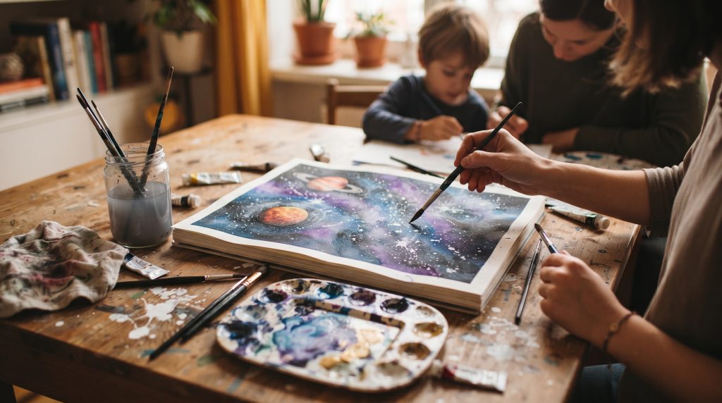3 idées de peintures à l’aquarelle sur le thème de l’espace