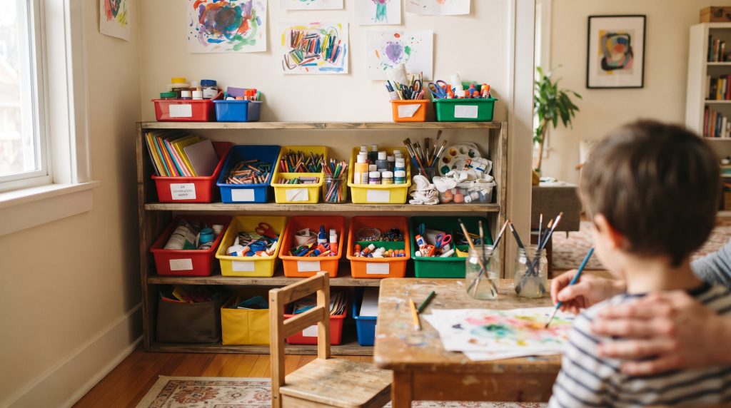 Comment organiser les fournitures artistiques pour les enfants