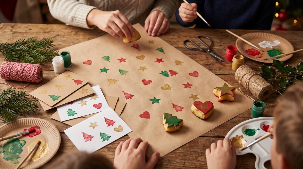La gravure sur pomme de terre pour un Noël fait main
