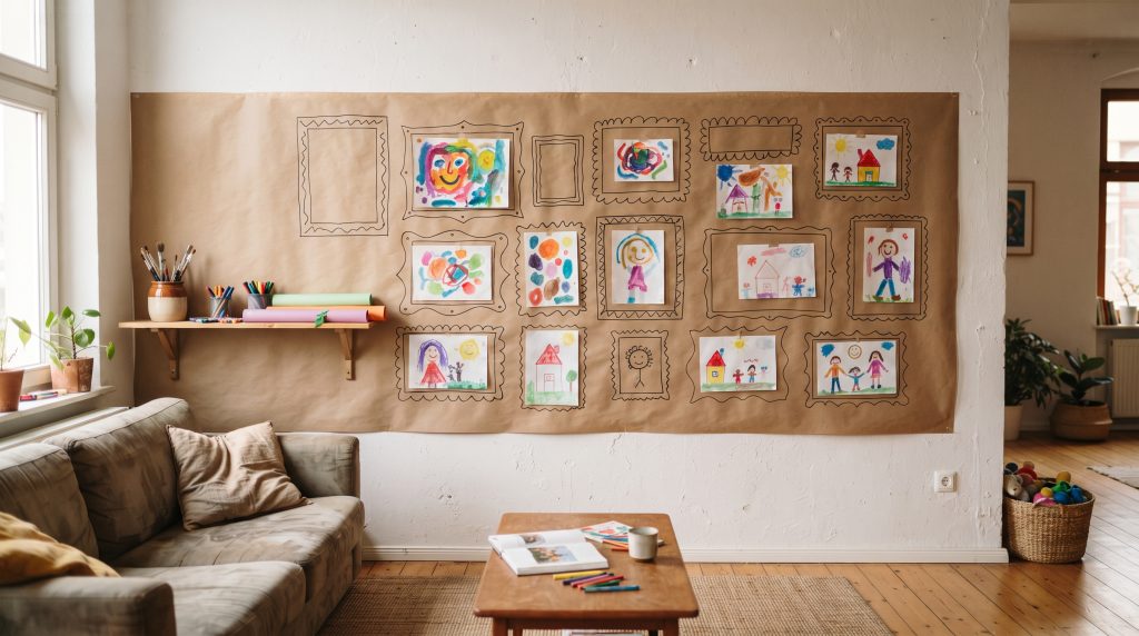 Comment fabriquer un papier peint avec des cadres pour exposer l’art des enfants