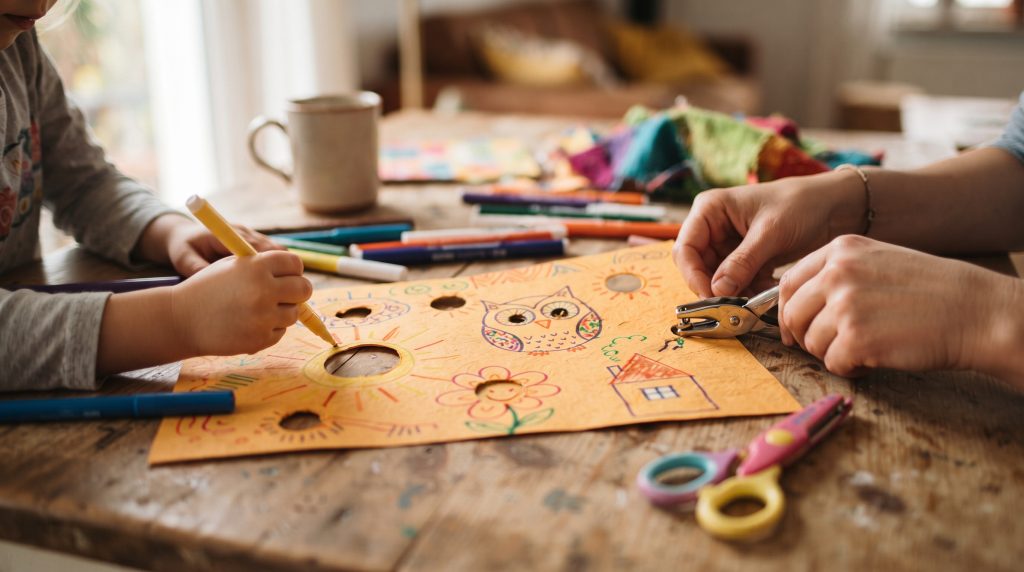 Art avec des trous dans le papier : un défi créatif pour les enfants