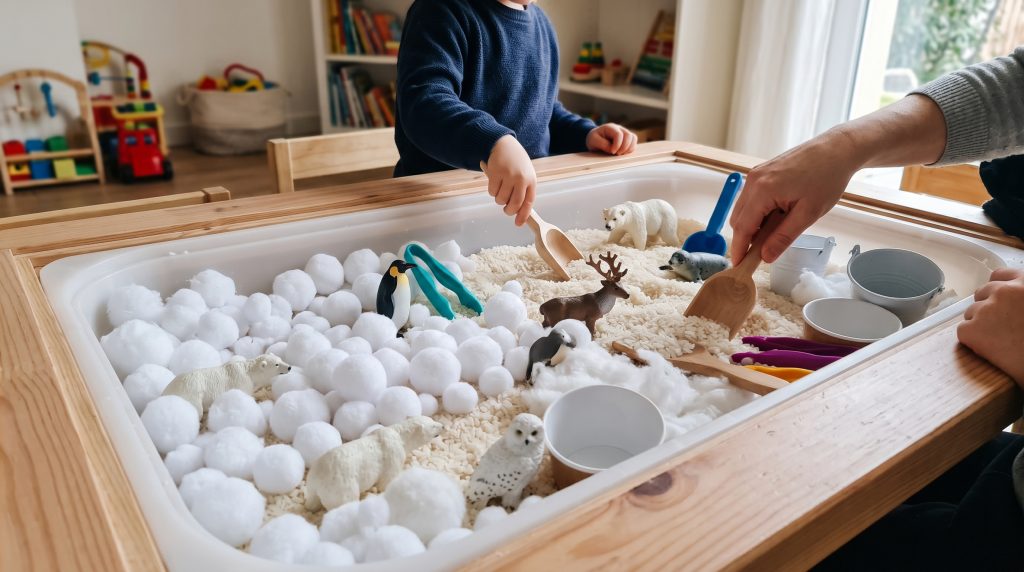 12 bacs sensoriels d’hiver pour les enfants