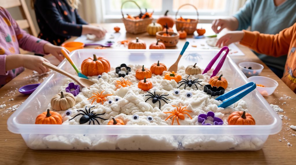 7 idées de bacs sensoriels pour Halloween, avec de la pâte à nuages