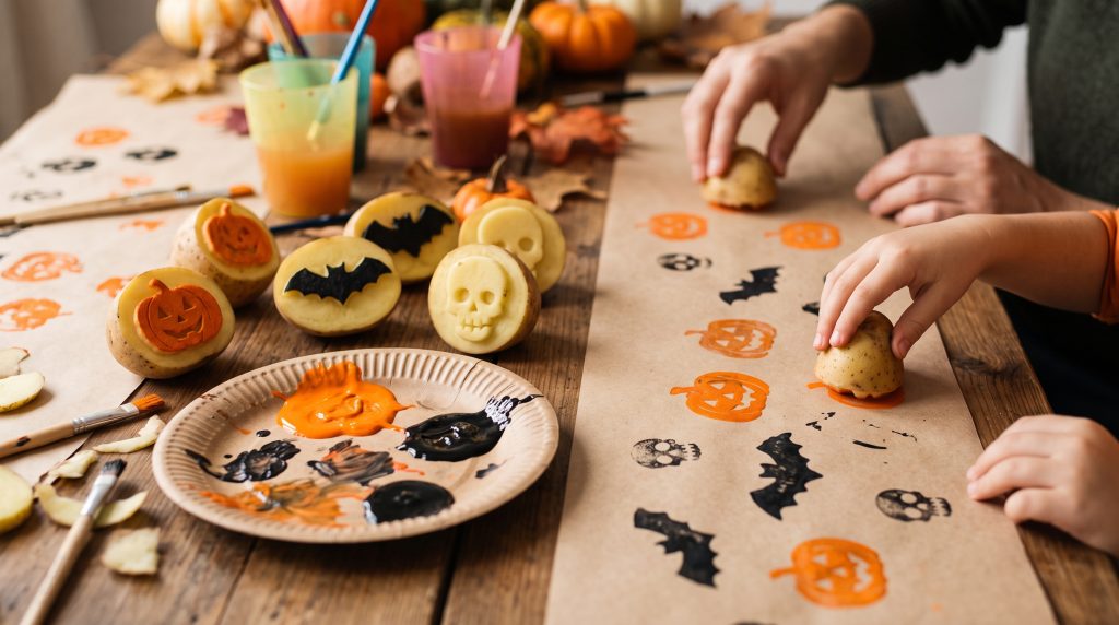 Comment faire des empreintes de pommes de terre pour Halloween