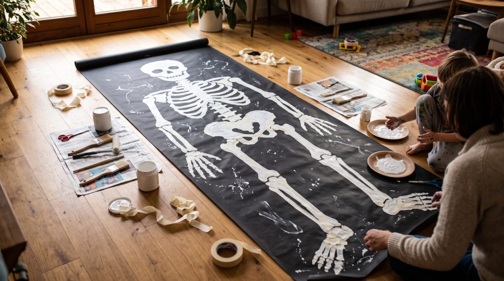 Squelettes à l’épreuve du ruban adhésif : peinture d’Halloween pour les petits