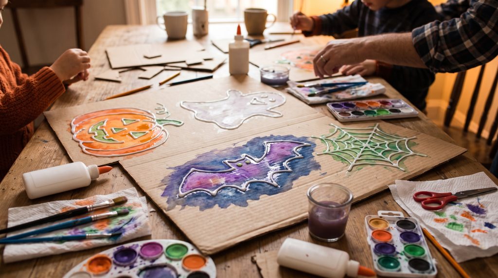 Toiles d’araignée à la colle pressée et à l’aquarelle