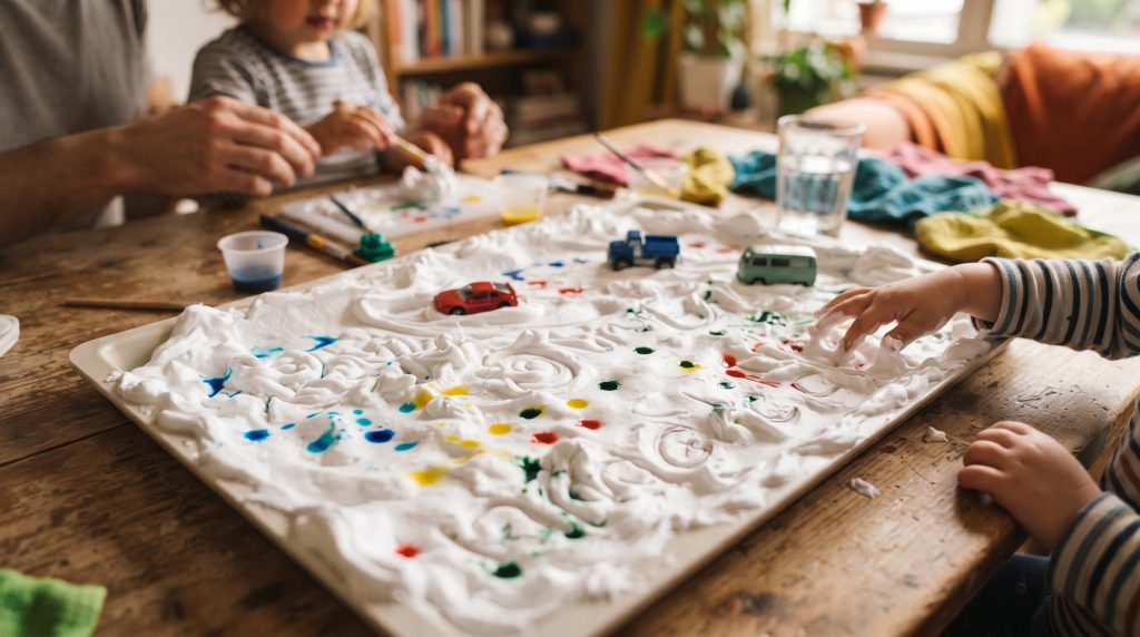 Idées de jeux sensoriels avec de la mousse à raser pour les enfants