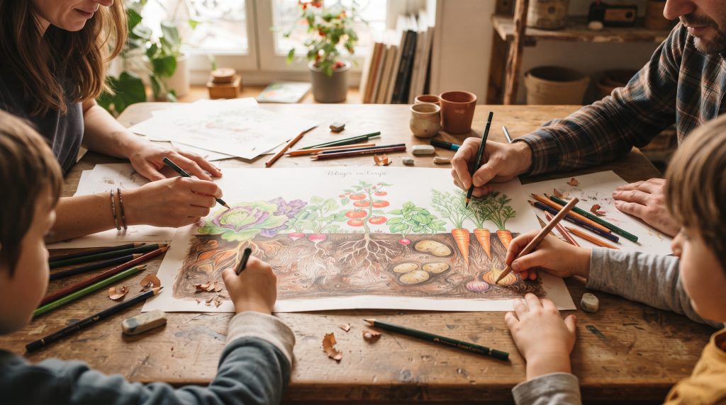 Dessiner des légumes : au-dessus et au-dessous du sol dans le jardin