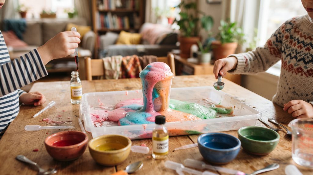 Expériences scientifiques avec du bicarbonate de soude et du vinaigre pour les enfants
