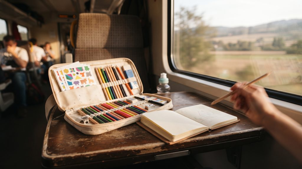Un kit artistique de voyage pour les enfants