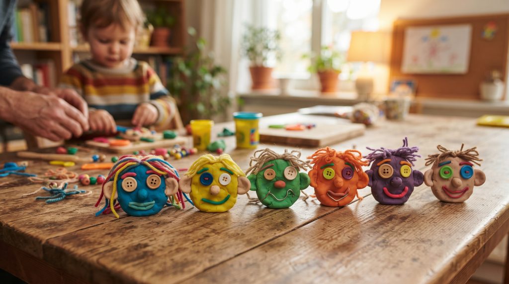 Visages en pâte à modeler en 3D : une activité pour les enfants