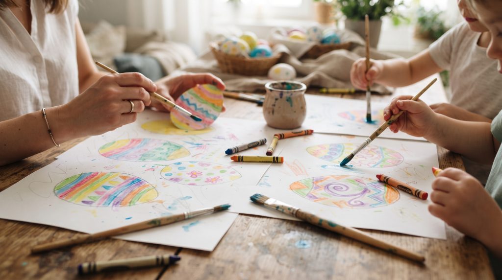 Dessins d’œufs de Pâques avec les enfants