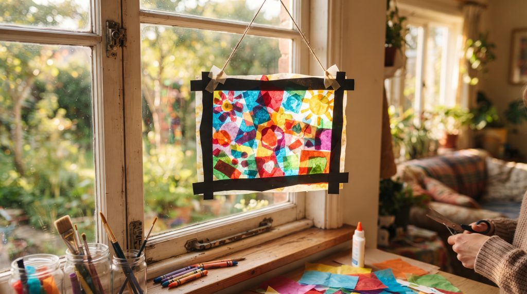 Attrape-soleil en papier de soie sur papier ciré