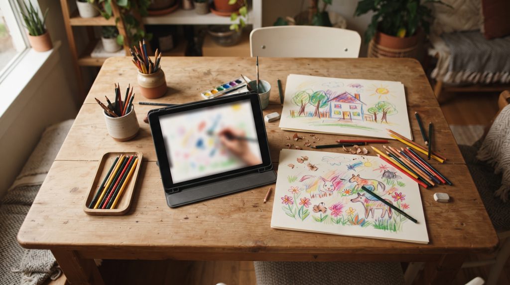Partager des cours d’art en ligne avec les enfants
