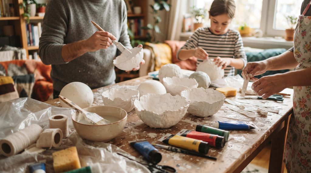 Sculptures de ballons en plâtre avec les enfants
