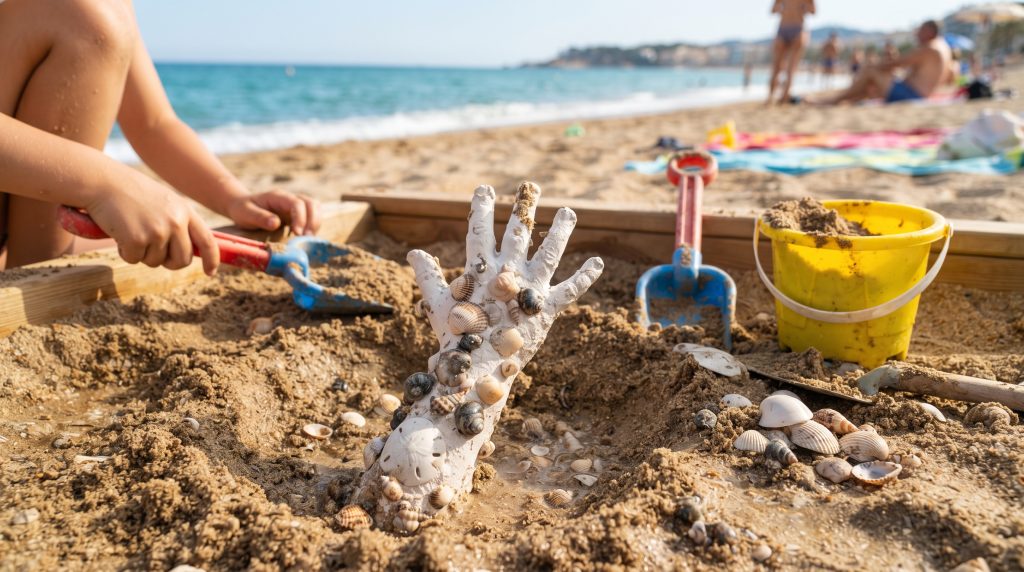 Mouler des formes en plâtre dans le sable