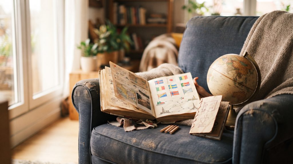 Voyage imaginaire à la maison : un tour du monde en fauteuil