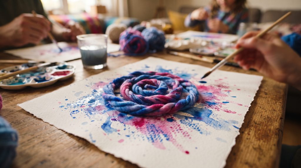 Peinture de texture avec du fil
