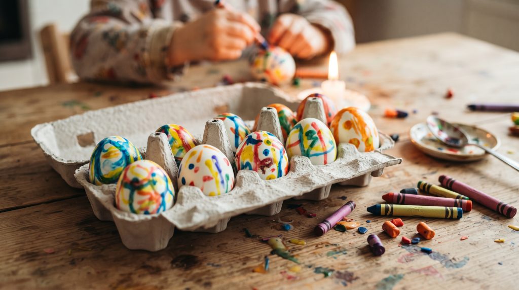 Œufs de Pâques aux crayons fondus : une technique pour décorer les œufs