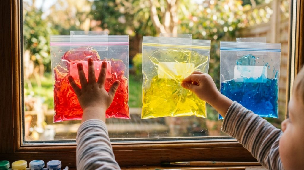 Un arc-en-ciel dans un sac : expérience de mélange de couleurs
