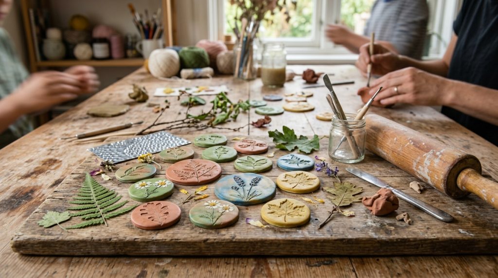 Empreintes de nature en pâte polymère : un projet de texture