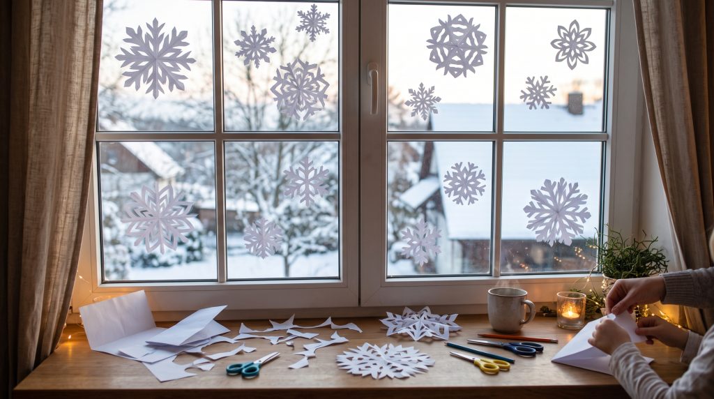 Comment créer une fenêtre d’hiver avec des flocons de neige faits maison
